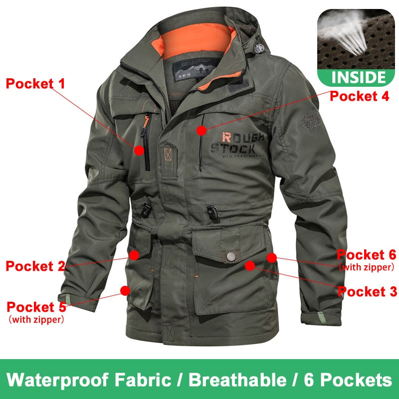 Spring Men Military Tactical Jacken Multi-Pockets Wasserdicht Casual Windbreaker Herren Mantel Outdoor mit Kapuze