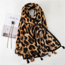 Luxury brand women leopard print cotton scarf shawls for winter foulard femme long soft warm wraps cachecol