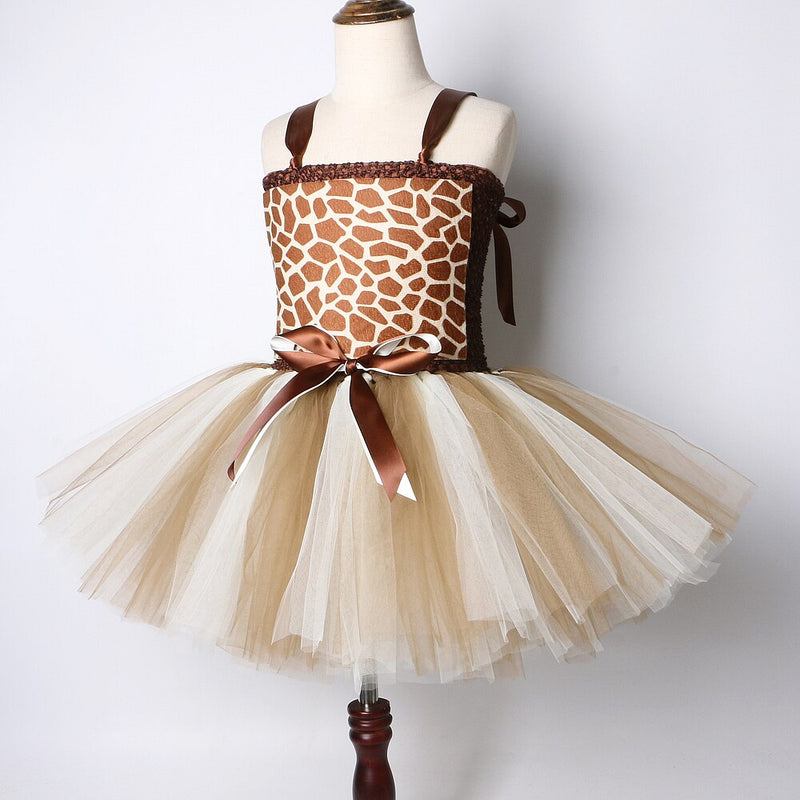 Cute Toddler Girl Giraffe Dress Cartoon Animal Performance Costume Set for Kids Halloween Costumes Girls Christmas Tutu Dresses