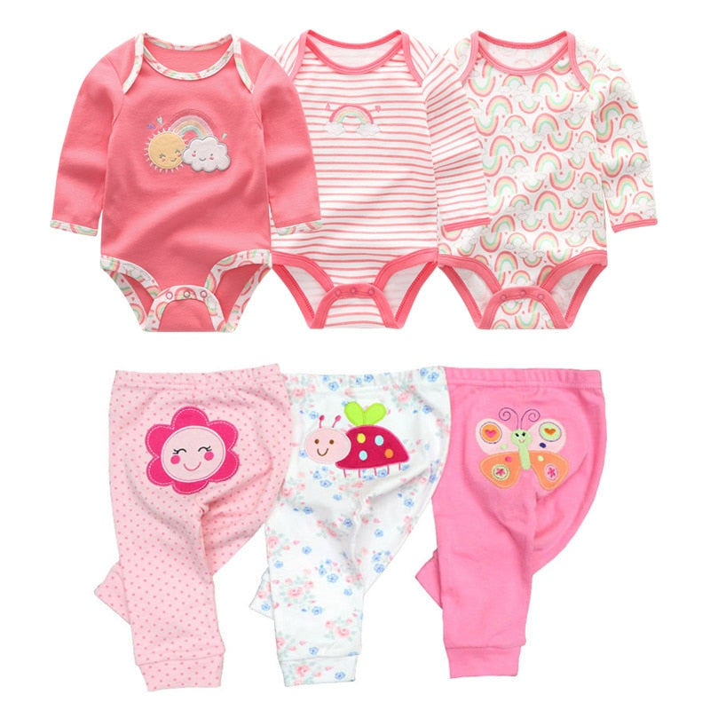 2022 Cotton Baby Girl Clothes Bodysuits+Pants Baby Sets Newborn Clothing Sets Autumn Winter Baby Boy Clothes Roupa de bebe