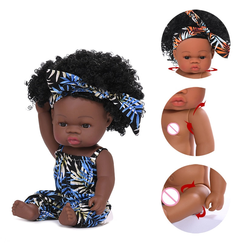 JINGXIN Summer Reborn Baby Doll African Black Girl Lifelike Dolls Baby Toys For Children Girls Boys Babies Body Play Vinyl Dolls