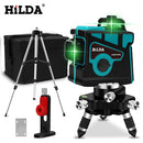 HILDA Nivel láser 12 líneas Nivel 3D Autonivelación 360 Cruz horizontal y vertical Nivel láser verde súper potente