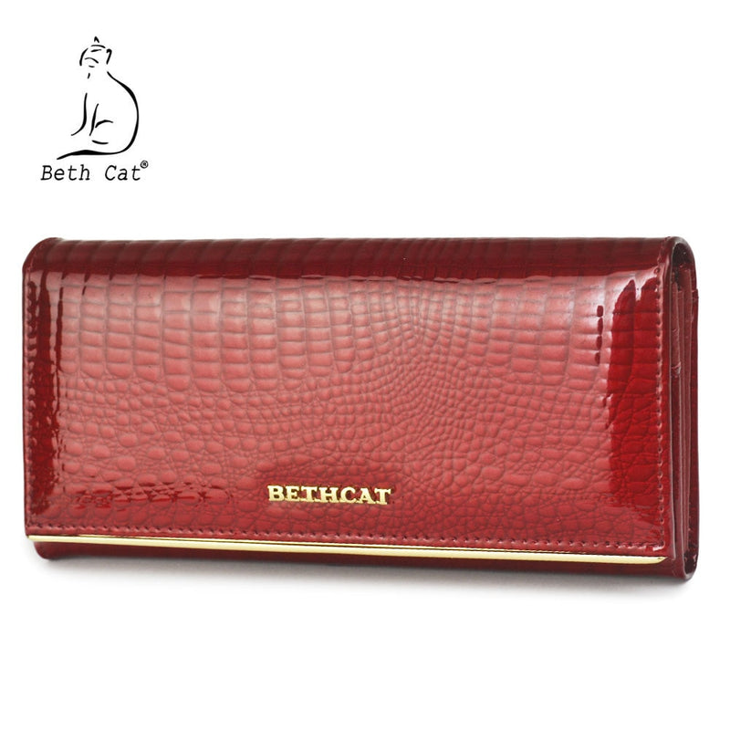 Beth Cat Women Wallet and Purses Genuine Leather Female Coin Card Holder Purse Ladies Money Bags Alligator Cow Wallets