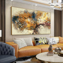Hand Painted Oil Painting On Canvas Abstract Textured Brown Trees With Yellow Leaves Wall Art Painting For Modern Home Decor