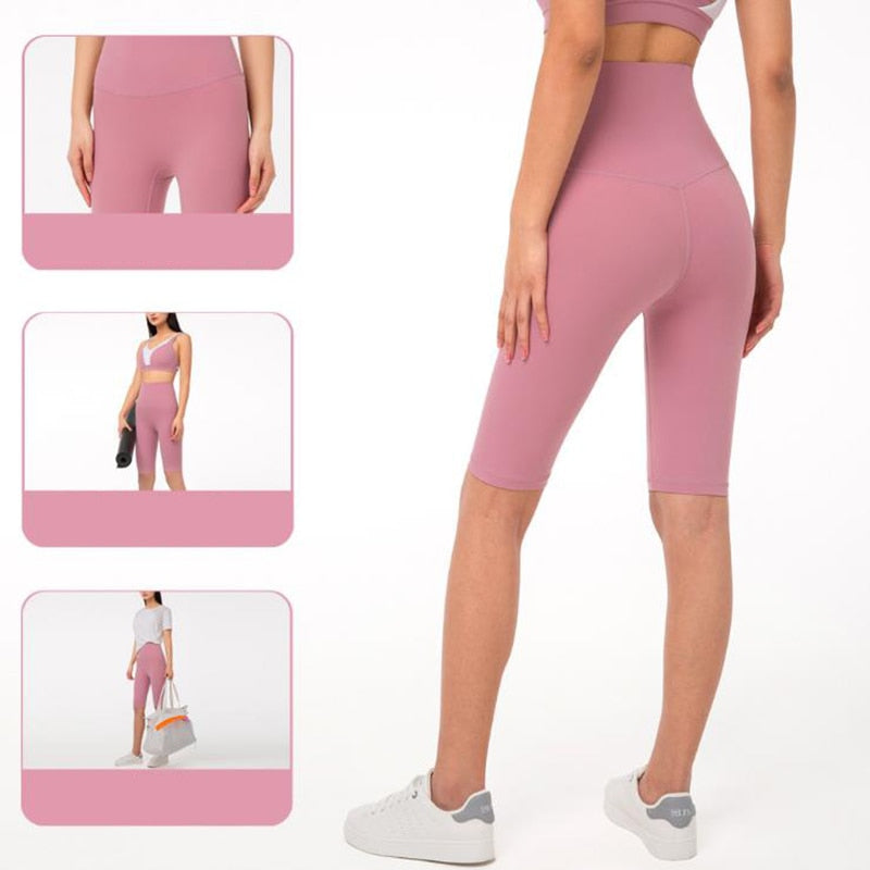 Vnazvnasi 2023 Woman High Waist Energy Yoga Shorts Seamless Hip-up Tight Elastic Sport Short-pants Summer Gym Fitness leggings