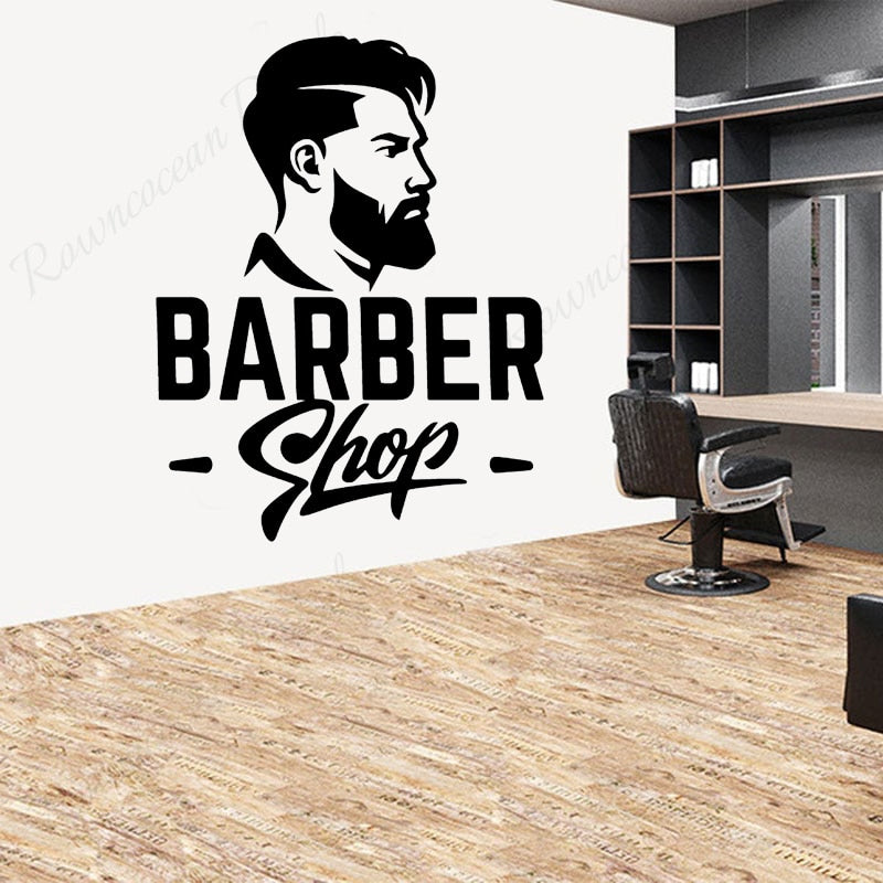 Barber Shop Wall Stickers Vinyl Hairstylist Barbershop Hair Salon Window Decals Removable Self Adhesive Murals Wallpaper 4549