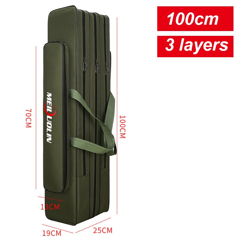 Multi-purpose 2/3 Layer Fishing Bag Fishing Rod Carrier Oxford Fishing Pole Tools Storage Bag Case Fishing Gear Organizer X163G