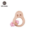 Let's Make 1PC Avocado Wooden Rodent Baby Teether Bracelet Silicone Beads Beech Accessories Toys Shower Gift Wood Rattles Nurse