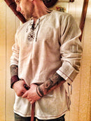 Halloween Knight Cosplay Medieval Renaissance Costume Robe Viking Men Long Sleeve Tops Costume Medieval Clothing Plus XXXXXl