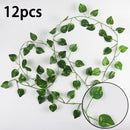 12pcs Artificial Plants Balcony Decorations Liana Led Leaf Garland Silk Rattan Leaf Vine Room Decor Home Living Exterior Terrace