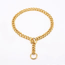 18K Gold Plated Dog Collar Stainless Steel Choke Dog Chain for German Shepherd Metal Leash Pet Accessories for Large Dogs 10A