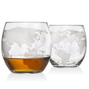 Whiskey Decanter Globe Set with 2 Etched Globe Whisky Glasses & Oval Solid Wood Tray Excellent Gift for Man