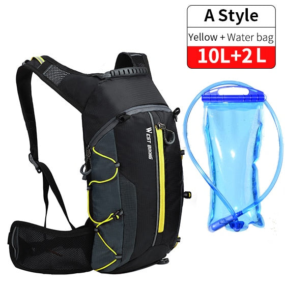 Bolsas de bicicleta WEST BIKING, mochila impermeable portátil, bolsa de agua para ciclismo de 10L, bolsa de agua para deportes al aire libre, escalada, senderismo, mochila de hidratación