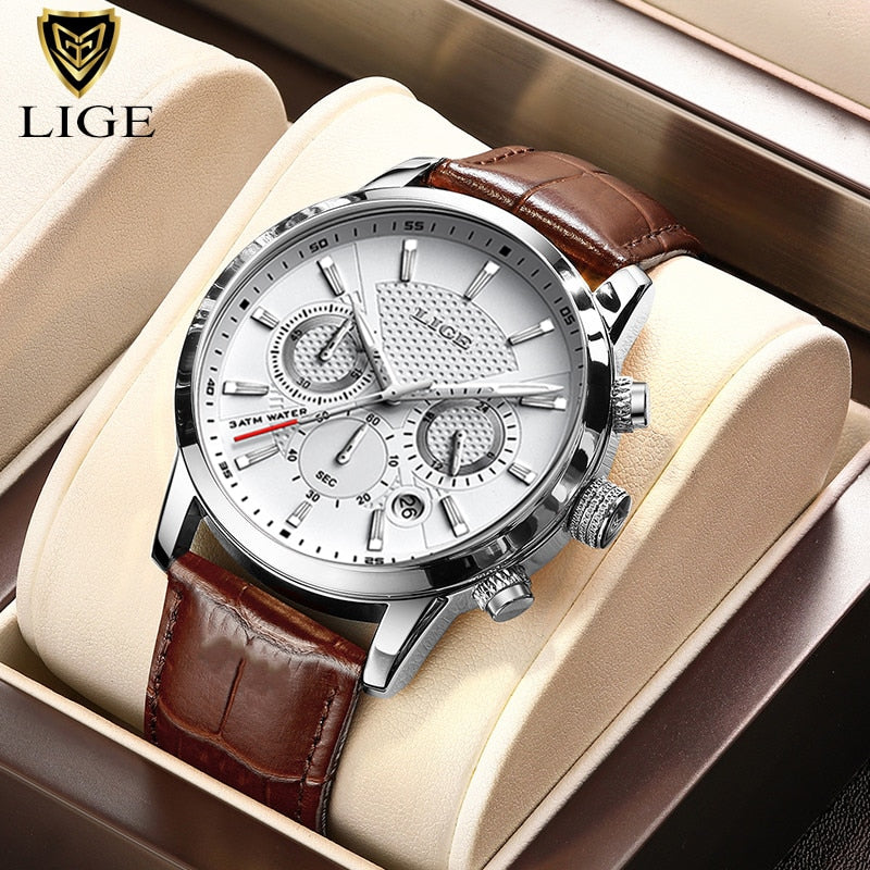 2022 relojes para hombre LIGE, marca superior, reloj de pulsera de lujo para hombre, reloj de cuarzo de cuero para hombre, reloj deportivo resistente al agua para hombre, reloj Masculino