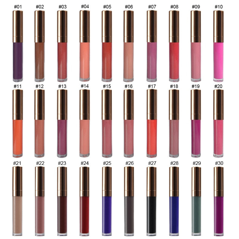 50 Uds., 30 colores, lápiz labial líquido mate resistente al agua, tinte de labios, brillo de labios mate, lápiz labial cosmético, brillo de labios de larga duración, logotipo personalizado