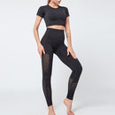 Conjunto de Yoga sin costuras para mujer, ropa de Fitness, conjunto de gimnasio de 2 piezas, Top corto, Leggings, conjunto deportivo para mujer, ropa de entrenamiento