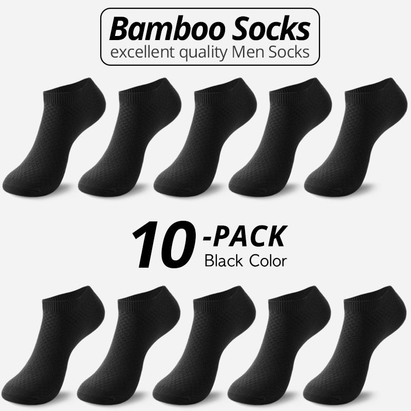 10 Paar Bambusfaser Herren Socken Short Ankle Business Schwarz Männlich Meias Socken Sommer Atmungsaktiv Herren Kleid Schuhe Kleidung Größe 38-44