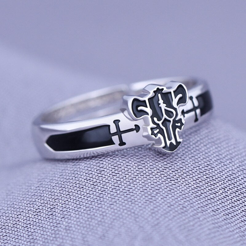 Japanese Anime Black Clover Asta Cosplay S925 Silver Ring Fashion Adjustable Men Women Finger Rings Jewelry Birthday Xmas Gift
