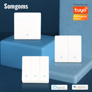 Smart Switch WiFi Push Button Wall Light Switches EU AC 90v 250v No Neutral Tuya Wireless Control Alexa Google Home Compatible