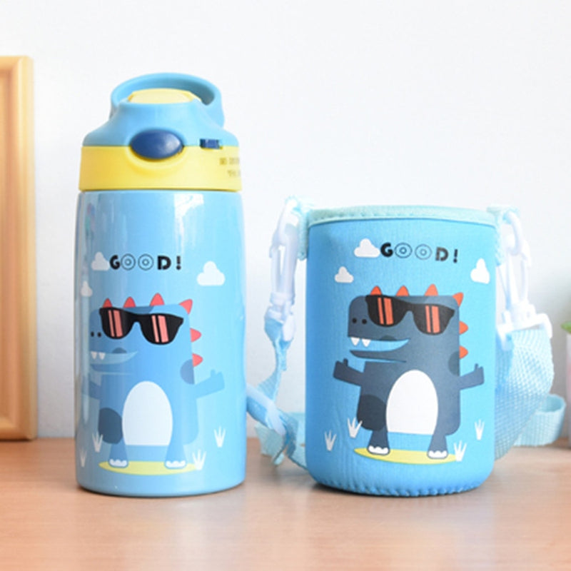 Hot Sales  Cute Children Powdered Milk Kettle Cartoon Stainless Steel 316 Straw Thermos Flasks Baby&