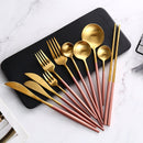 Pink Gold Western Tableware Steak Knife Fork Coffee Spoon Teaspoon Steel Cutlery Set Stainless Steel Home Dinner Dinnerware Set