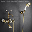 Luxury Crystal Handle Bathtub Gold Brass Faucet with Hand Shower Telephone Type Bath Faucets Sets Mixer Tap Wall Mounted EL8310G