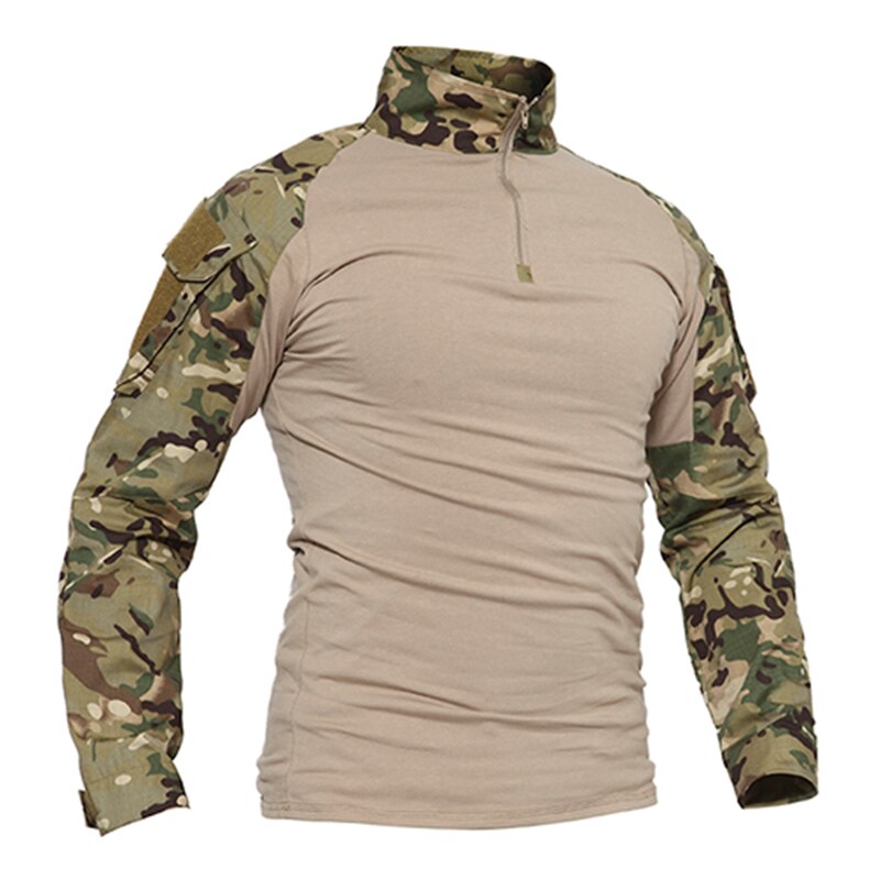 Camiseta de manga larga de combate militar MAGCOMSEN para hombre, camiseta táctica militar de caza con cremallera 1/4, camisetas de aventura para senderismo al aire libre