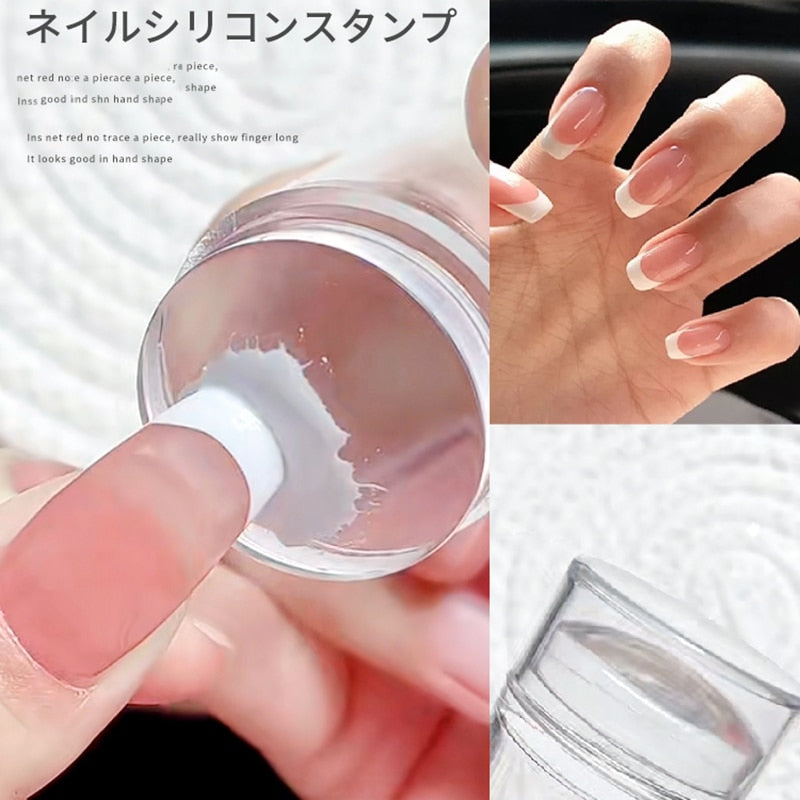 1Pc Nail Art Stamper Scraper Set Round Jelly Funnel Shape Gel Polish Tips Double Head French Nails Transfer Painting Drawing&amp;*&amp;