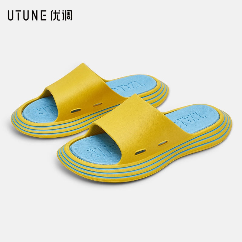 UTUNE Runway Slippers Women Summer Shoes Outside EVA Outdoor Slides Men Soft Thick Sole Non-slip Beach Pool Sandals Indoor Bath