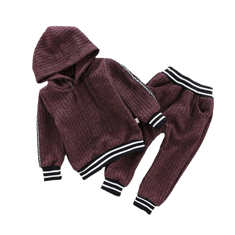 Toddler Clothing Soft Cotton Boutique Set Kids Boys Solid Long Sleeve Hoodie Tops Sweatsuit Pants Kids Outfit Set For 1-4 Years