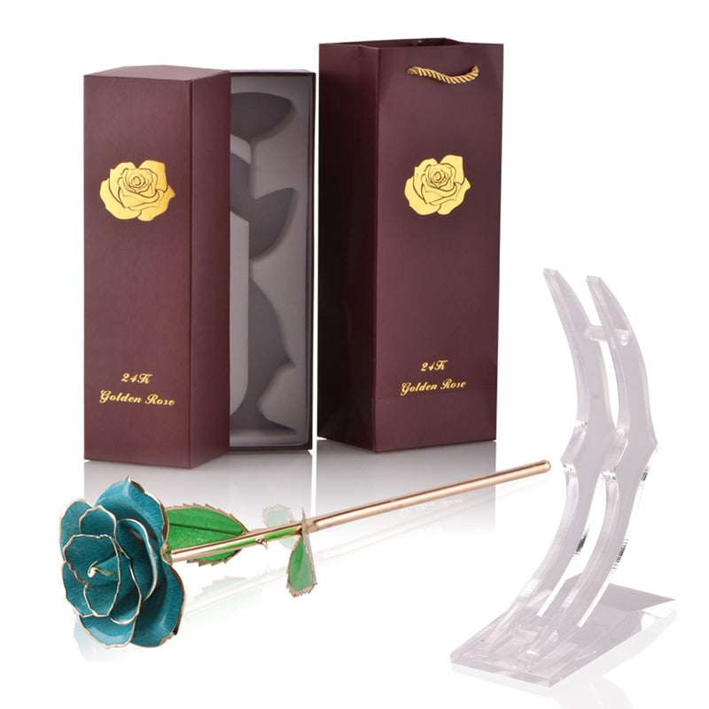 Gifts for Women 24k Gold Dipped Rose with Stand Eternal Flowers Forever Love In Box Girlfriend Wedding Christmas Gifts for Her