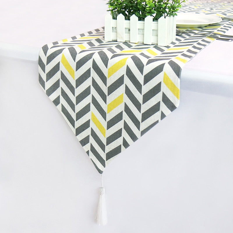 Table Runners Modern Linen Stripe Bed Runner For Wedding Geometric Luxury Cloth with Tassels Dining Decoration Party Home