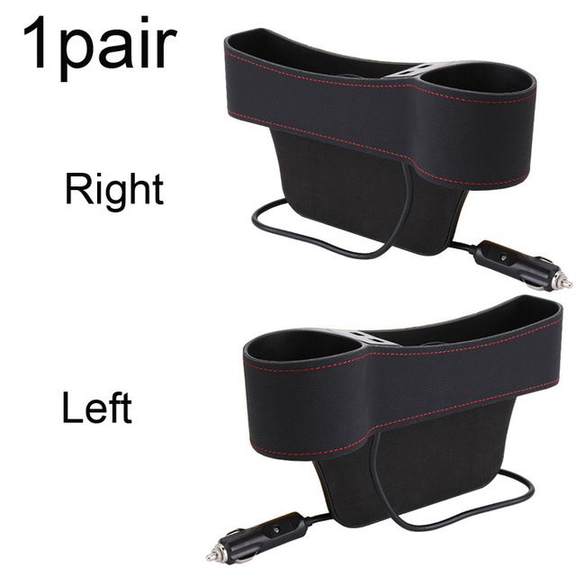 Auto Autositz Gap Organizer PU Leder Aufbewahrungsbox Getränkehalter Autositz Seitenschlitz Tasche Aufbewahrungstasche mit zwei USB-Ladeanschlüssen