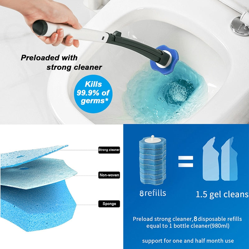 Toilet Cleaning Brush Set Replaceable Brush Head Bathroom Toilet Bowl Cleaner Tool Deep Cleaning Wand  Long Handle Soft Tool