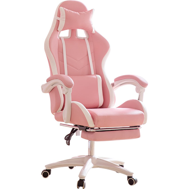 Silla de oficina WCG, silla para juegos de ordenador, sillón reclinable con reposapiés, Internet Cafe, silla para jugadores, muebles de oficina, silla rosa