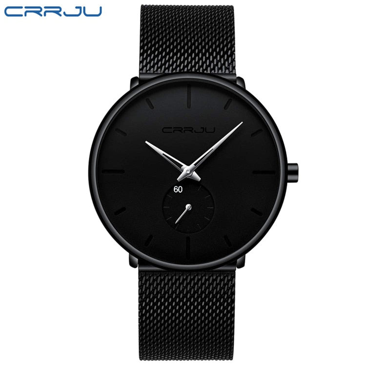 CRRJU Mens Watches Ultra-Thin Minimalist Waterproof - Fashion Wrist Watch for Men Unisex Dress with Stainless Steel Mesh Band