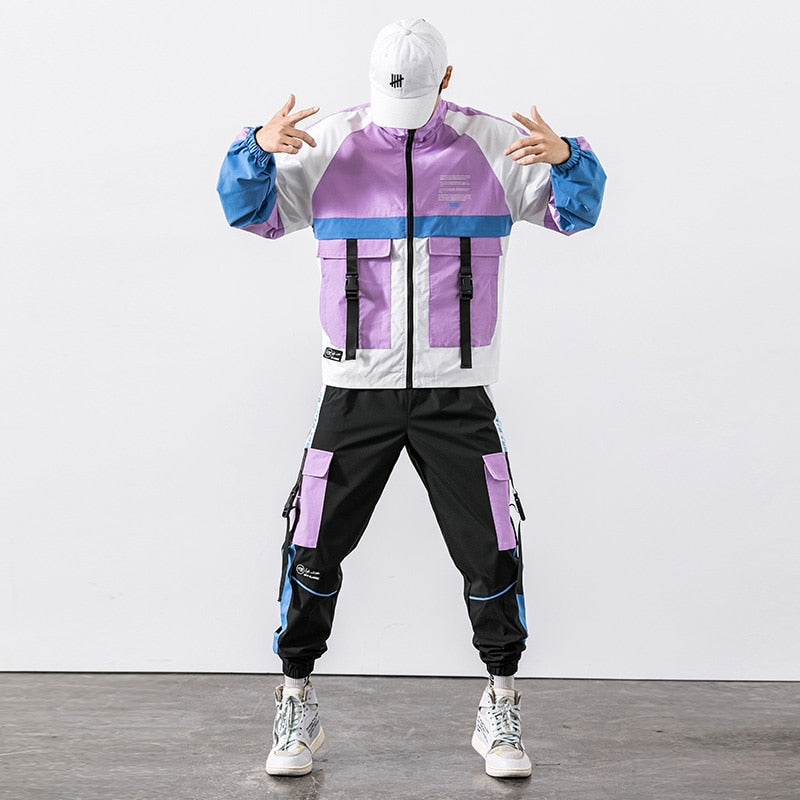 Men Streetwear Tracksuit Harajuku Joggers Suit Sets Mens Tracksuit Jacket+Pants 2PC Sets  Spring Autumn Jackets+ Long Pants