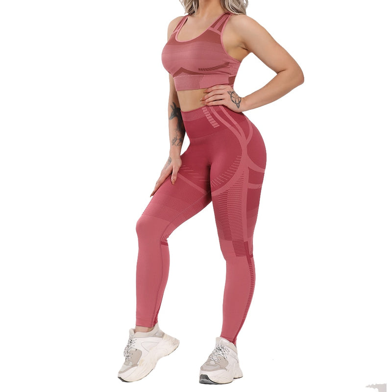 2-teiliges Sport-Set, Workout-Yoga-Set, Damenanzug für Fitness, nahtlose Leggings, Vital Sportswear, Fitnessstudio, Kleidung, 2020, Trainingsanzüge