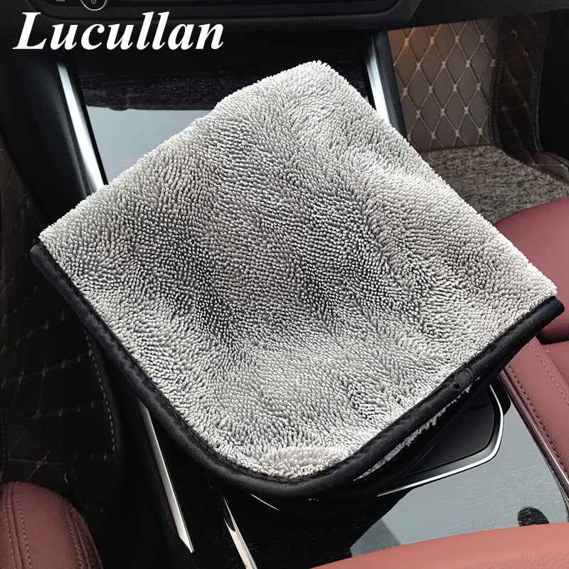 Lucullan 2021 New Launch Double Side Long Twist Pile/Terry Towel Super Absorbent Tools for Auto Microfiber Drying Towel