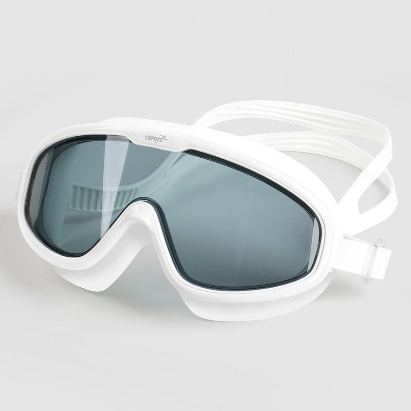 Gafas de natación antivaho COPOZZ 2022, lentes de forma completa, protección UV con montura de silicona grande, gafas de natación para hombres y mujeres