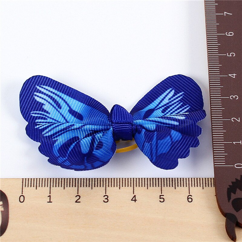 Cute Ribbon Pet Grooming Accessories Handmade Small Dog Cat Hair Bows with Elastic Rubber Band