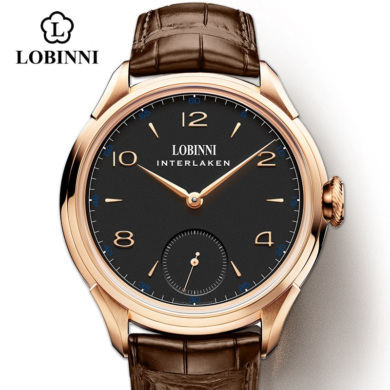 LOBINNI Seagull Mechanical Hand Wind Movement Masculinity Watches Luxury Switzerland Brand Man Waterproof Watch Male Wristwatch