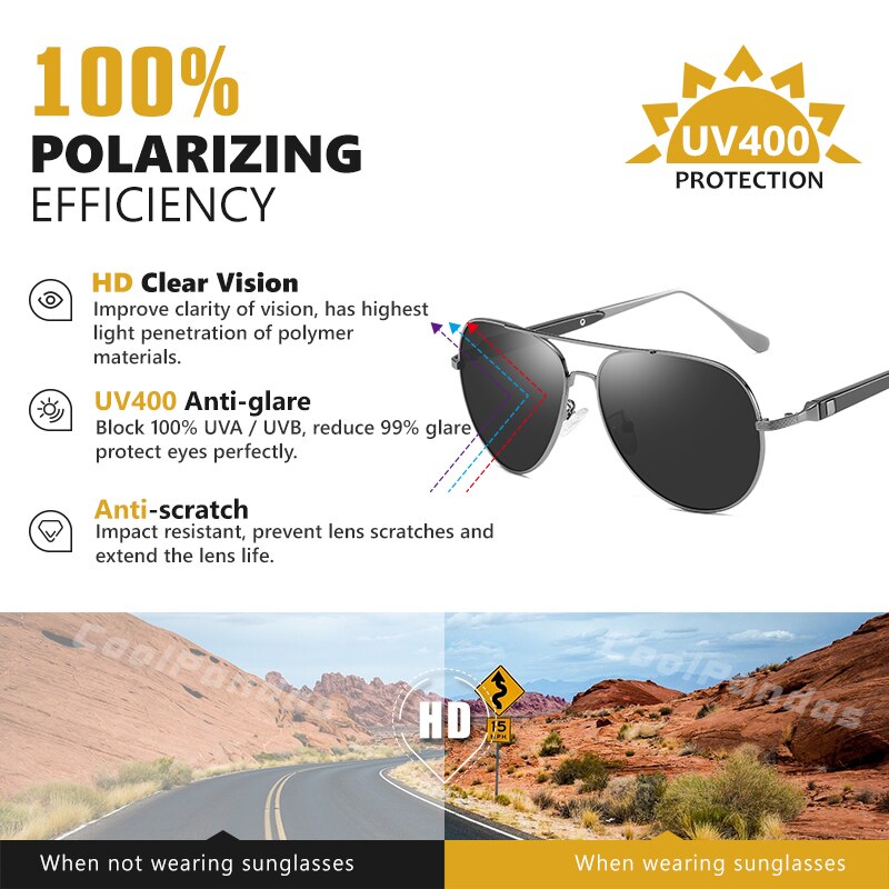 CoolPandas, gafas de sol de piloto de la mejor marca, gafas de sol polarizadas para hombre 2020, gafas de conducción antideslumbrantes, gafas de sol para hombre