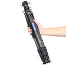 Trípode de fibra de carbono para cámara Trípode compacto ligero profesional para soporte de cámara de viaje con cabezal de bola central de baja gravedad