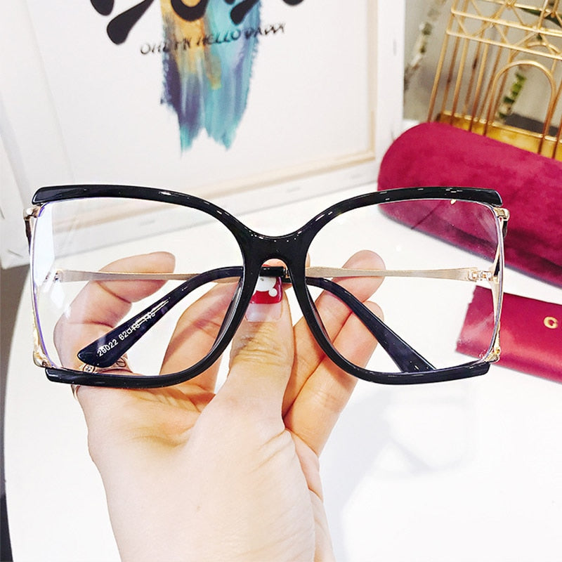 Red Square Clear Lens Glasses for Women Half Frame Fashion Glasses Frame Brand Design Decorative Eyewear oculos grau feminino