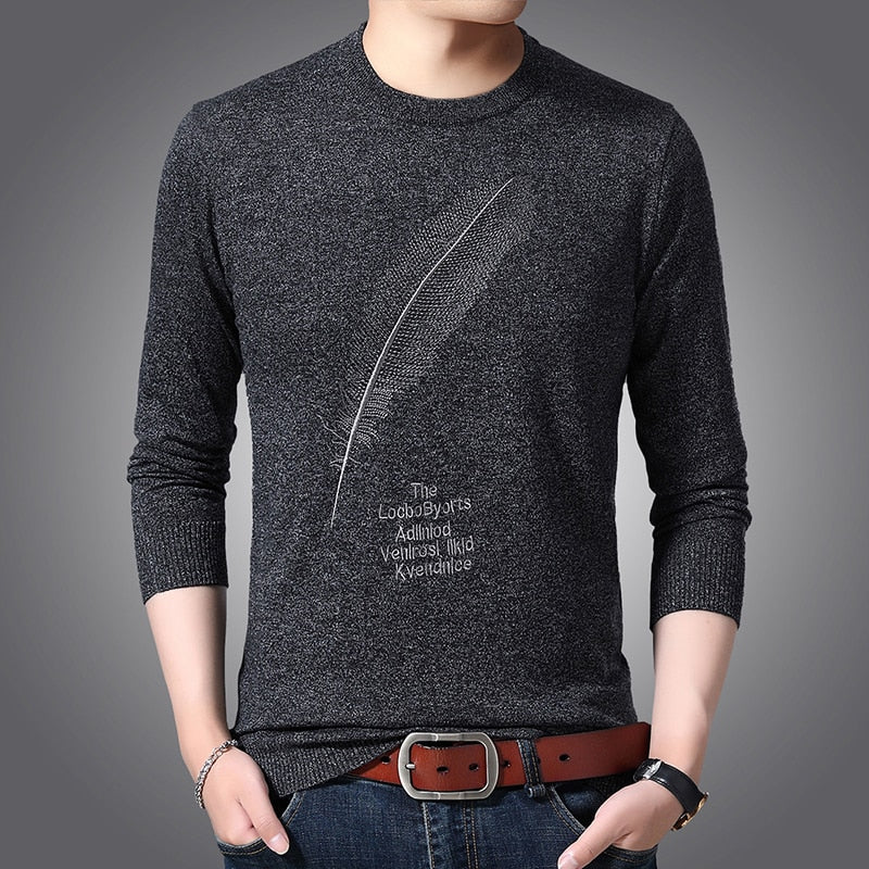 2022 nueva marca de moda suéter para hombre pulóver cuello redondo ajustado jerséis de punto cálido invierno estilo coreano ropa Casual para hombre