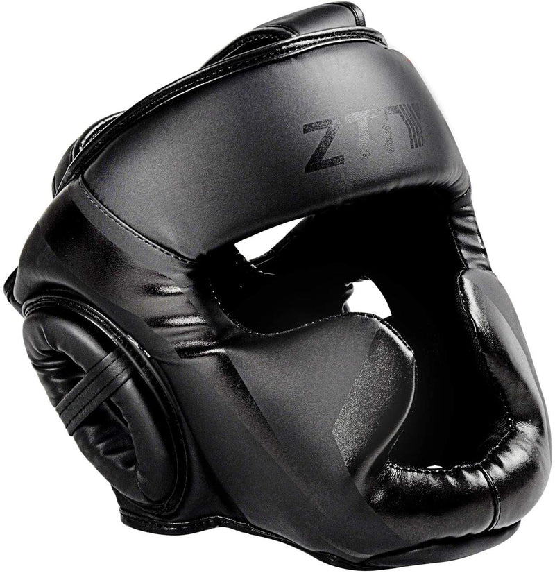 ZTTY Full-Covered Boxing Helmet Muay Thai PU Leather Training Sparring Boxing Headgear Gym Equipment Taekwondo Head Guard