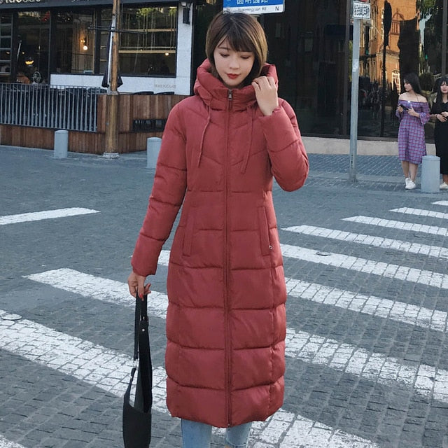 Heißer Verkaufs-Winter-Frauen-Jacke X-langer Parkas-mit Kapuze Baumwolle gefütterter weiblicher Mantel-Qualitäts-warmer Outwear-Frauen-Parka-Winter-Mantel