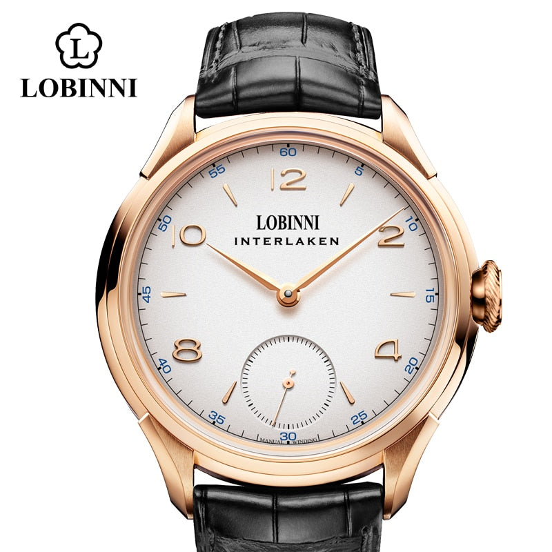 LOBINNI Seagull Mechanische Handaufzugsbewegung Männlichkeit Uhren Luxus Schweiz Marke Mann Wasserdichte Uhr Männliche Armbanduhr