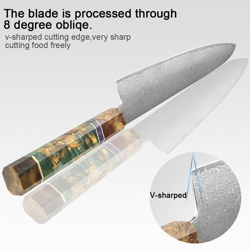 XITUO Kitchen Chef Knife High Quality VG10 Japanese Damascus Steel Octagonal Stable Wooden Handle Cleaver Knife Cooking Tool